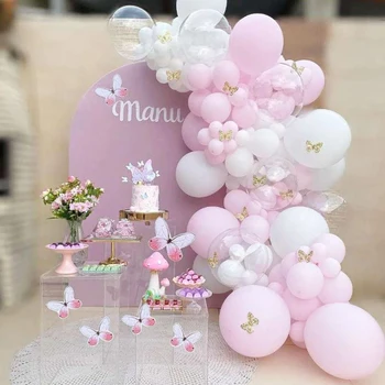 1 комплект Розовых воздушных шаров, Арка-Гирлянда, Прозрачный Воздушный шар Bobo, украшение для Дня Рождения девочки, Свадебные Воздушные Гелиевые шары