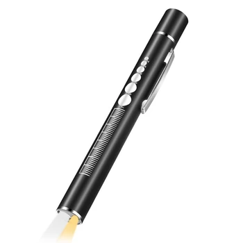 1 шт. перезаряжаемый через USB-удобную ручку черный карманный светодиодный фонарик из нержавеющей стали