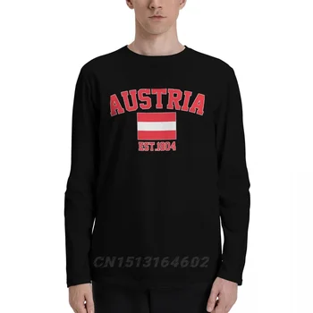 100% Хлопок Флаг Австрии с EST. Осенние футболки с длинным рукавом, мужская женская одежда унисекс, футболки LS, топы, тройники