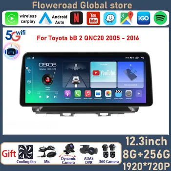 12,3 Дюймов Android Для Toyota bB 2 QNC20 2005-2016 Мультимедийный Видеоплеер Автомобильное Радио GPS Навигация Аудио Монитор BT Все в Одном