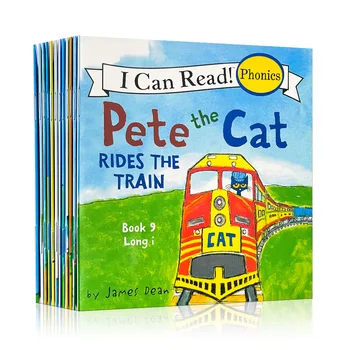 12шт Книг Pete The Cat I Can Read Акустика Изучение Английского Языка Книжка С Картинками Детские Короткие Гласные Длинные Гласные Слова Карманная Книжка Для Чтения