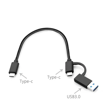 2 в 1 USB-A / C к кабелю для быстрой зарядки QC PD, синхронизации данных 10 Гбит/с для синхронизации данных мобильного телефона, шнура быстрой зарядки Type-C
