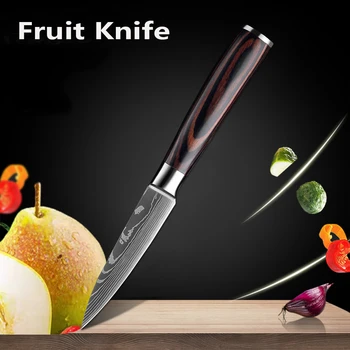 3,5-дюймовый Кухонный нож, Фруктовый нож, нож шеф-повара из дамасской стали с рисунком, Нож для нарезки фруктов, Овощной нож, Кухонный нож