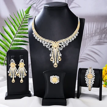 Jimbora Luxury Trend Великолепное ожерелье, серьги, браслет, кольцо, Африканские ювелирные наборы для женщин, свадебные украшения, Модная ГОРЯЧАЯ новинка