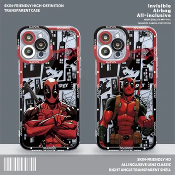 Marvel Deadpool Funda Cover Чехол для Телефона Apple iPhone 13 Pro Max X XS XR 12 Mini 15 Plus 7 6s 11 14 Pro SE 8 Прозрачный Силиконовый