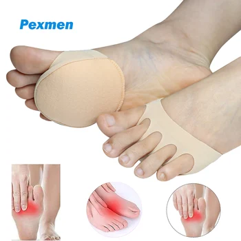Pexmen 2/4 шт. Подушечки для ног, плюсневые подушечки, невидимые носки, мягкие подушечки для ног, противоскользящие, облегчающие боль, подушечка для половины пальца стопы