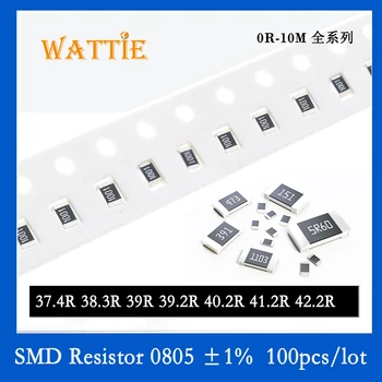 SMD резистор 0805 1% 37,4R 38,3R 39R 39,2R 40,2R 41,2R 42,2R 100 шт./лот микросхемные резисторы 1/8 Вт 2,0 мм * 1,2 мм