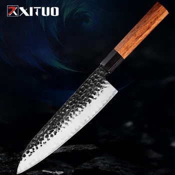 XITUO 8-дюймовый Японский Нож Шеф-повара Gyuto Профессиональный Кухонный Нож Шеф-повара Ручной Ковки 3 Слоя 9CR18MOV Высокоуглеродистый Мясной Нож Для Суши