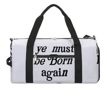 Ye Must Be Born Again, спортивная сумка с черным буквенным принтом, портативные спортивные сумки, аксессуары для спортзала, дорожная сумка на заказ, Винтажная сумка для фитнеса