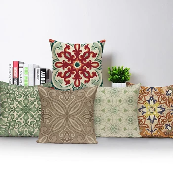 Абстрактный этнический цветочный чехол для подушки с рисунком Мандалы, наволочка для подушки, винтажная геометрическая наволочка для дивана в автомобиле