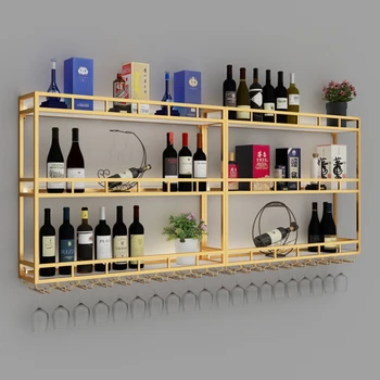 Барная стойка, железный винный стеллаж в индустриальном стиле, настенные украшения, Легкий роскошный винный шкаф, Настенная мебель для домашнего интернета GGY