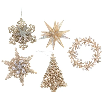 Венок из снежинок и звезд, Рождественская елка, подвесные украшения для дома, Рождественские новогодние украшения, подарки