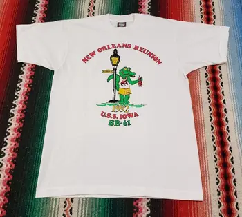Винтажная футболка из кожи аллигатора звезд экрана 90-х, США, Айова, Новый Орлеан, Размер Большой