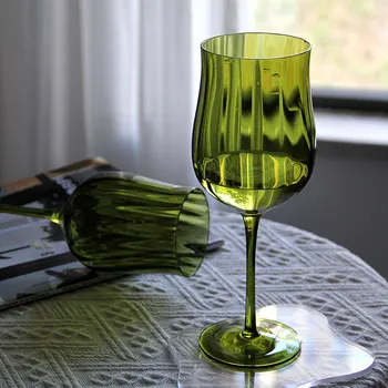 Винтажный французский бокал для вина Креативный выдувной зеленый высококачественный бокал на высокой ножке Ретро простой бокал для вина ручной работы