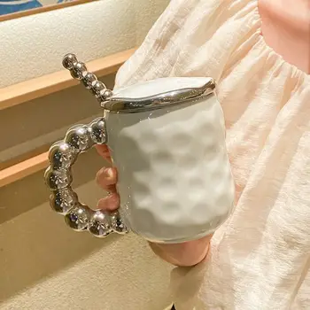 Высококачественная керамическая кружка Ins с ложкой для офисных чашек для девочек и домашних стаканчиков для питья