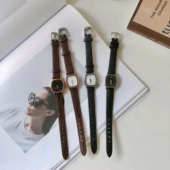 Высококачественные женские повседневные часы-браслет, женские простые винтажные часы для женщин, наручные часы с циферблатом, кожаный ремешок, наручные часы