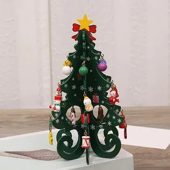 Деревянная рождественская елка, 6 предметов, яркая 3D деревянная рождественская елка для украшения рождественской вечеринки
