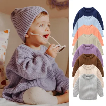 Детский свитер Зимняя Однотонная верхняя одежда для мальчиков и девочек с длинными рукавами Теплая детская одежда унисекс