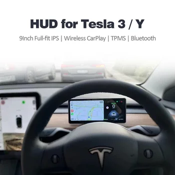 Для Tesla Model 3 Y Hud Головной Дисплей Цифровой Проектор Автомобильный Спидометр С Беспроводным Carplay Android Auto Бортовой Компьютер