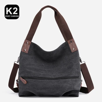 Дорожная женская сумка KVKY, 6-цветная женская сумка через плечо, хлопчатобумажная холщовая сумка, повседневная сумка-тоут, женская эко-сумка через плечо, винтажная сумка-мессенджер