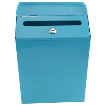 Запирающийся почтовый ящик Настенный коллекционный ящик Фермерский почтовый ящик с ключом Подходит для домашнего офиса Синий
