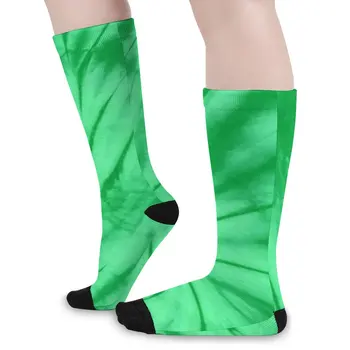 Зеленые носки Tie Dye, забавные чулки со спиралью и завитком, осенние нескользящие носки унисекс средней мягкости, графические носки для скейтборда