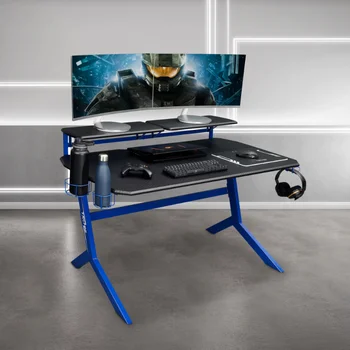 Игровой стол Techni Sport Blue Stryker с держателем для наушников и полкой