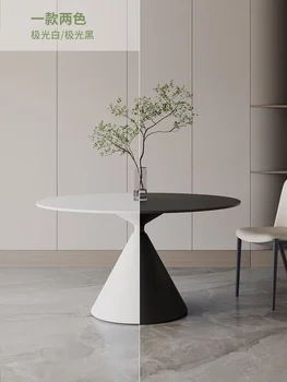 Индивидуальный сланцевый круглый обеденный стол и сочетание стула круглый стол современный минималистичный встроенный с поворотным обеденным столом