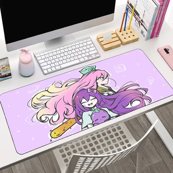 Коврик для мыши Kawaii Purple Anime Girl для ноутбука New Omori Sunny для настольной клавиатуры, аксессуары для компьютерных игр, коврик для мыши с замком по краю, настольный коврик