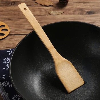 Кухонная деревянная лопатка 30 см, Термостойкая лопатка, Ложка для приготовления пищи, Рисовая ложка, Кухонные принадлежности, Антипригарная сковорода, Бамбуковая рисовая лопатка