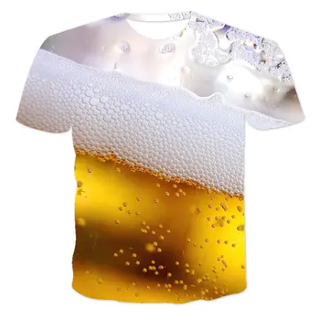 Летняя мужская футболка с 3D-принтом и рисунком пива, повседневные футболки оверсайз с коротким рукавом, модные футболки, трендовая мужская одежда
