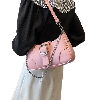 Модная сумка в виде полумесяца с плечевым ремнем на цепочке Женские сумки подмышками Сумочка