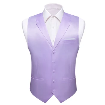 Мужской жилет Barry Wang, шелковый однотонный фиолетовый жилет с лацканами, платье Tuexdo, подарок для свадебной вечеринки, мужская куртка без рукавов