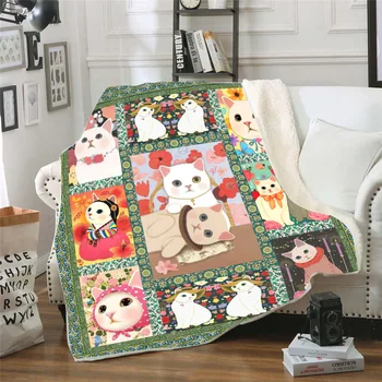 Мультяшное одеяло для домашних кошек, 3D флисовые одеяла для кроватей, домашний текстиль, подарок для взрослых и детей, мягкое зимнее весеннее одеяло с милым животным