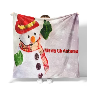 Мягкое офисное одеяло, фланель + коралловое плюшевое прямоугольное одеяло с рисунком рождественского снеговика, детское одеяло, молочный плюш so