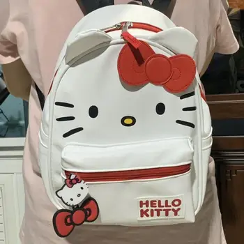 Новый студенческий рюкзак Kawaii Аниме Sanrio Hello Kitty, милый мультяшный школьный рюкзак с сердечком для девочек большой емкости, милая сумка, подарочные игрушки для девочек