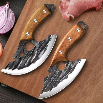 Нож для разделки мяса из нержавеющей стали, нож для разделки мяса с деревянной ручкой, рыбалка на открытом воздухе, барбекю, Нож для обвалки шеф-повара для домашнего хозяйства