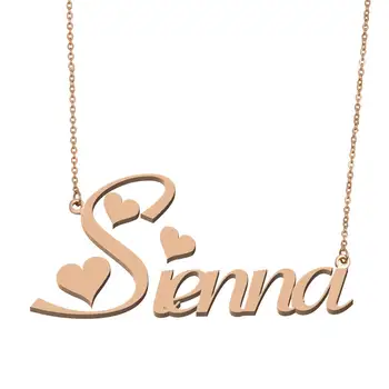 Ожерелье с начальным именем Sienna для женщин, Персонализированный золотой кулон из нержавеющей стали, подарок для девочек на годовщину свадьбы