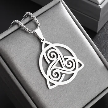 Ожерелье с подвеской в виде кельтского узла Trinity, мужское ожерелье в виде ведьмы-трискеле из нержавеющей стали, женское украшение в виде ирландского узла