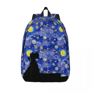 Персонализированные холщовые рюкзаки с изображением шотландского терьера Ван Гога, женская модная сумка для книг для школы, колледжа, сумки для собак Scottie Aesthetic Art