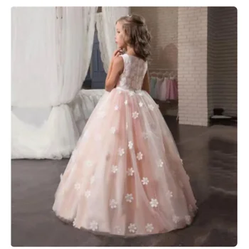 Платья принцесс-цветочниц для свадьбы, Летние Кружевные Детские платья с цветочным рисунком, платья для Первого Причастия, Индивидуальные платья