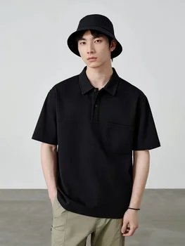 Повседневная мужская футболка с вафлями в японском стиле, модная футболка-поло с графическим принтом, уличная одежда, свободные футболки с коротким рукавом, топ 2024 A87