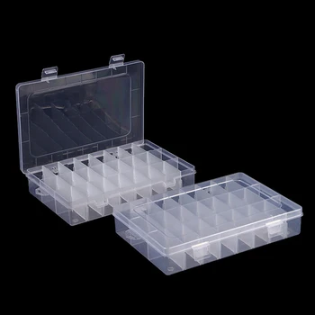 Портативный Прозрачный ящик для хранения 24 сетки Пластиковый Прозрачный Органайзер с крышкой для ювелирных изделий, серег, винтовых гвоздей, деталей
