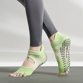 Силиконовые нескользящие носки для йоги, дышащие носки для танцев без спинки, женские профессиональные носки для балета и пилатеса без пальцев