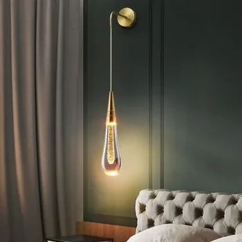 Современные светодиодные хрустальные настенные светильники Креативный Стеклянный светильник Raindrops для ресторана Прикроватные бра для коридора в спальне Освещение для домашнего декора