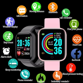 Умные часы D20 Pro Мужские женские 2023 Спортивные Bluetooth Y68 Водонепроницаемое напоминание о кровяном давлении Smart Wacht Reloj Inteligente