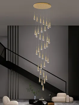 Хрустальная люстра, подвесные светильники для потолка, Роскошная дизайнерская люстра для гостиной, современный подвесной светильник, подвесной светильник для лестницы