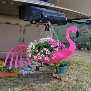 Цветочный горшок с летающей птицей Изысканная форма летающей птицы, защищенный от ржавчины Красочный цветочный горшок с попугаем фламинго, Подвесное кашпо, подарок на день рождения