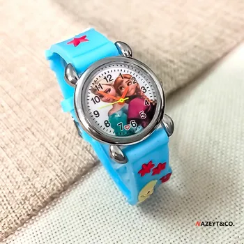 Часы MINISO с милым мультяшным персонажем, принцессой Эльзы, модные кварцевые часы для девочек в подарок на день рождения для детей