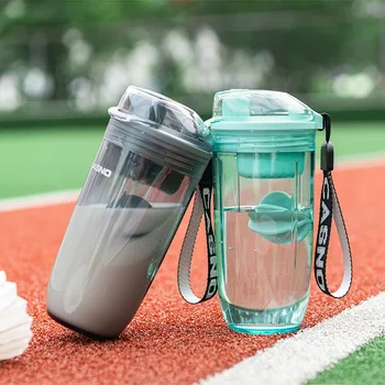 Чашка для взбивания протеинового порошка для бодибилдинга, герметичная Портативная бутылка для воды, не допускающая падения, спортивная пластиковая чашка